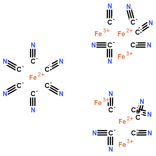 其配體為六個氰基,中心離子為二價鐵離子.